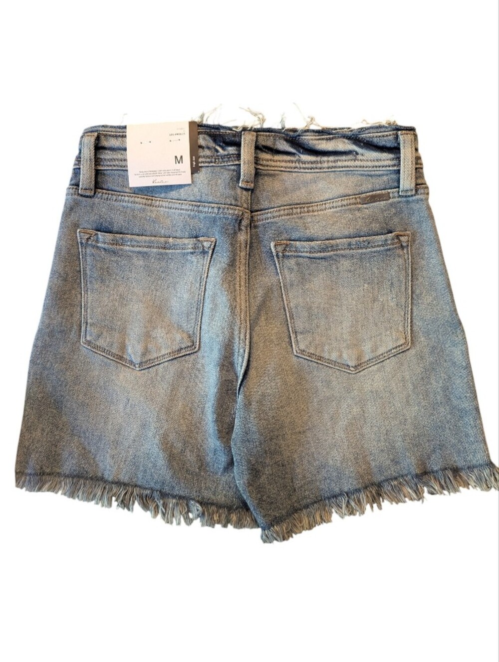 KanCan Women's High Rise Light Blue Denim Frayed Hem Shorts Medium - Picture 3 of 9